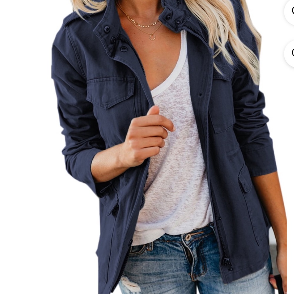 Ralph Lauren utility linen navy blue jacket sz large - Picture 10 of 10